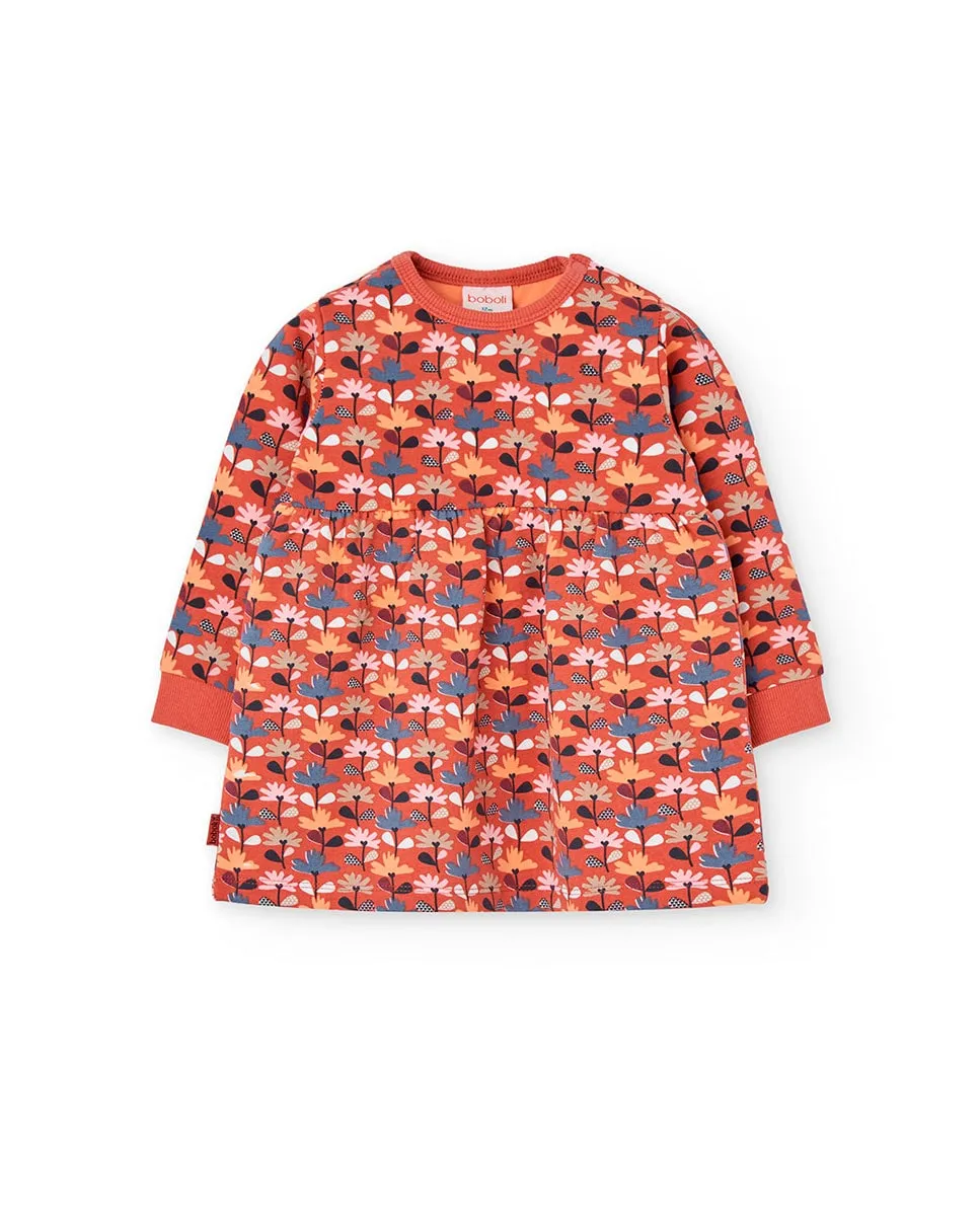 

Детское плюшевое платье с цветочным принтом и круглым вырезом Boboli, оранжевый