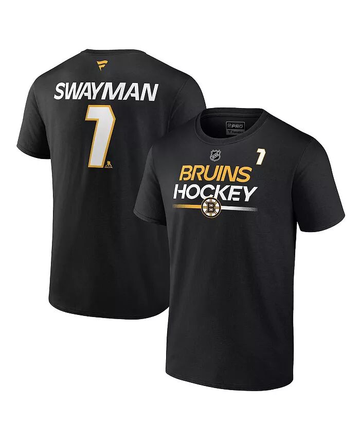 

Мужская черная футболка с именем и номером Boston Bruins Jeremy Swayman Authentic Pro Prime Fanatics