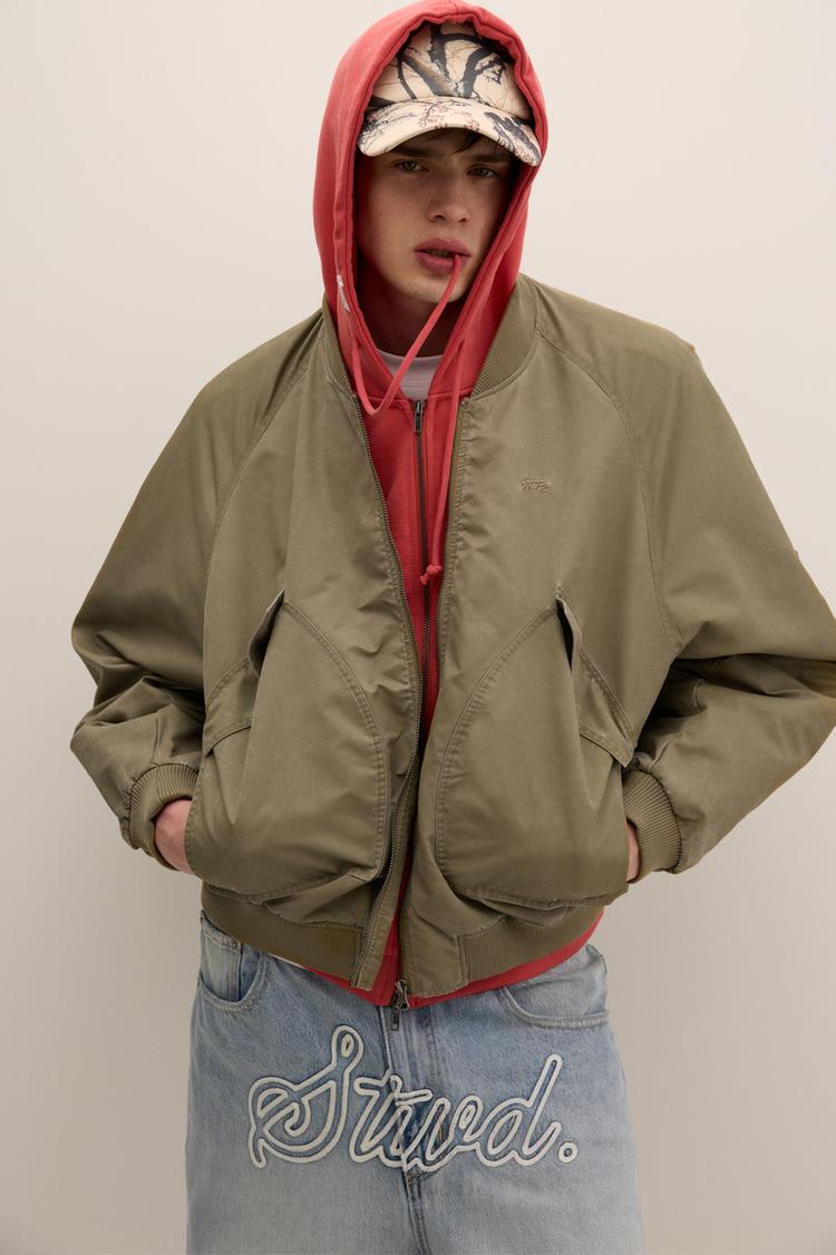 

Куртка-Бомбер с карманами Pull And Bear, хаки