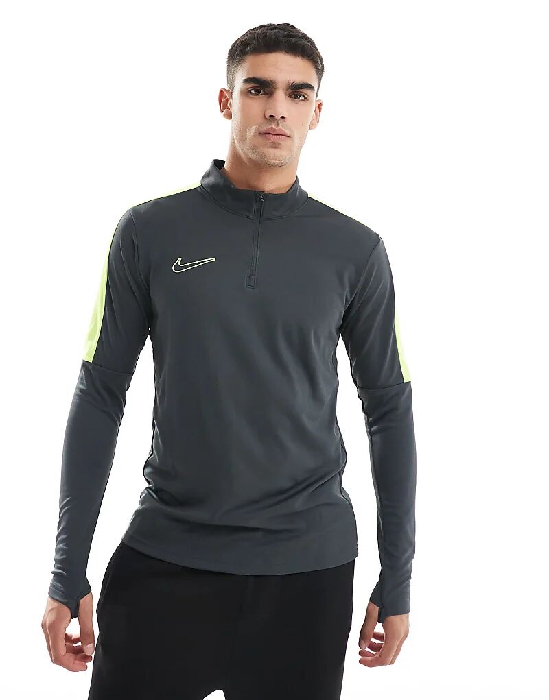 

Nike Football – Dri-FIT Academy 23 – толстовка с полумолнией цвета антрацит и зеленого цвета