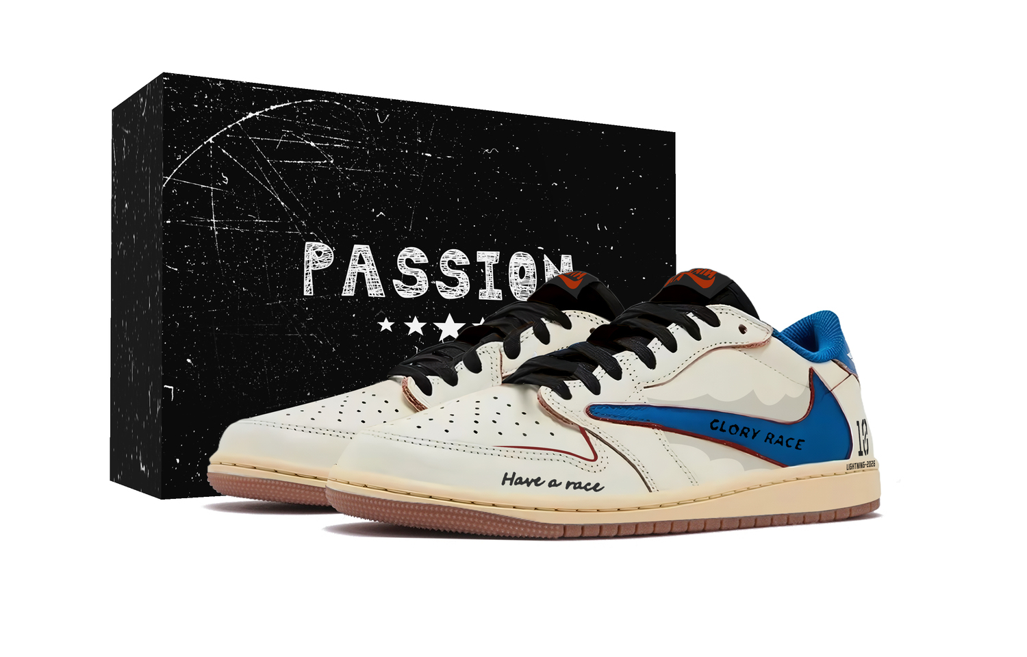 

Трэвис Скотт x Air 1 Honor Трэвис Скотт x AJ1 Low амортизация низкие винтажные баскетбольные кроссовки unisex Jordan, белый/синий