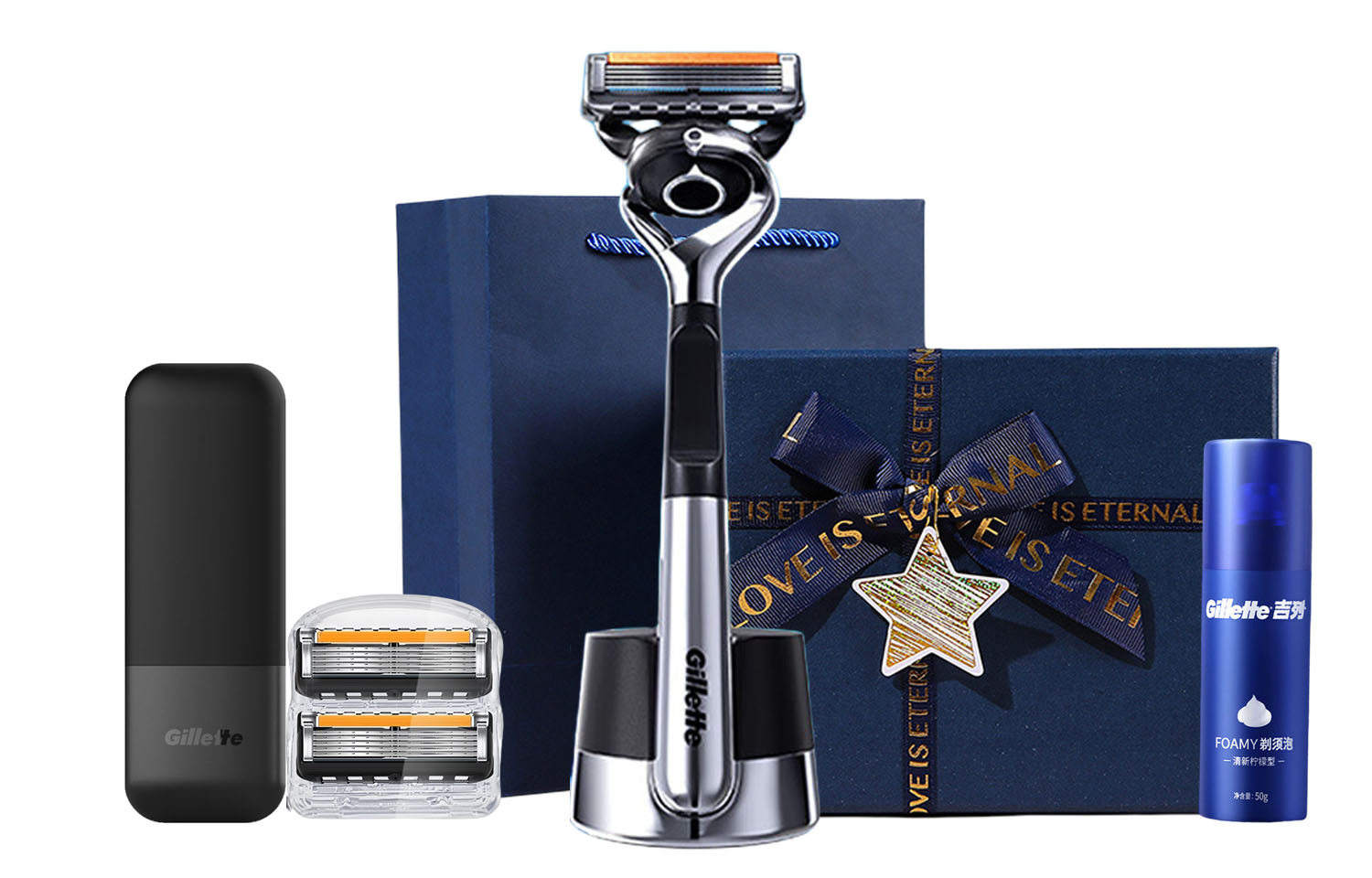 

Мужская бритва от Subtle Sharpness To Smoothness Gillette, Fengyin Zhishun Gravity Box 2-Blade Five-Star синий Box (Includes Shaving Foam+Magnetic Storage Box)