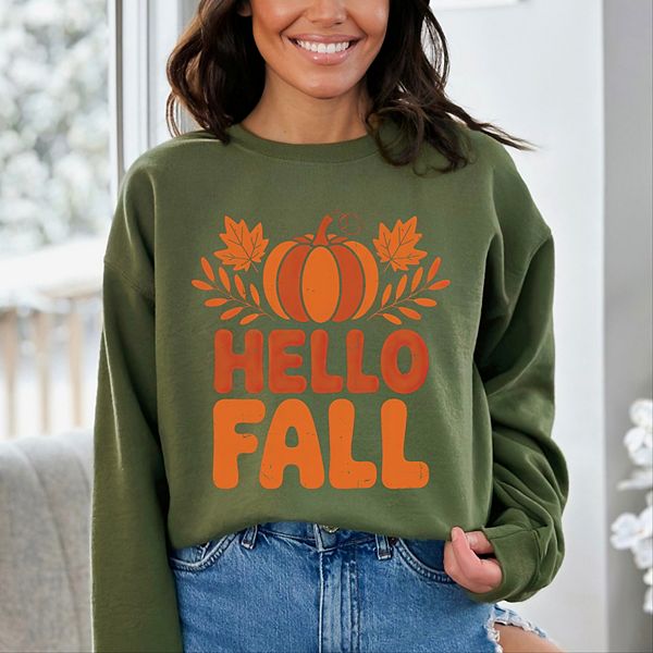

Графический свитшот Hello fall pumpkin distressed Simply Sage Market, Military, Зеленый, Графический свитшот Hello fall pumpkin distressed Simply Sage Market, Military