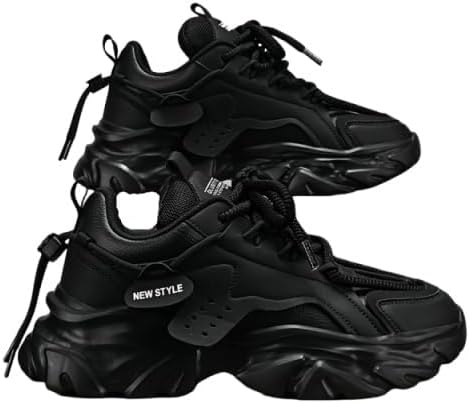 

Винтажные мужские кроссовки с толстой подошвой и шнуровкой - удобные и нескользящие для активного отдыха на улице Azttoztto, черный