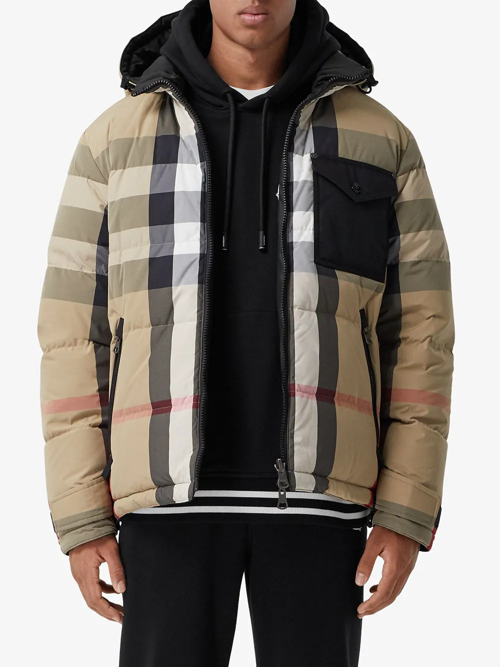 Двусторонний пуховик Burberry в клетку, нейтральный — фото 3