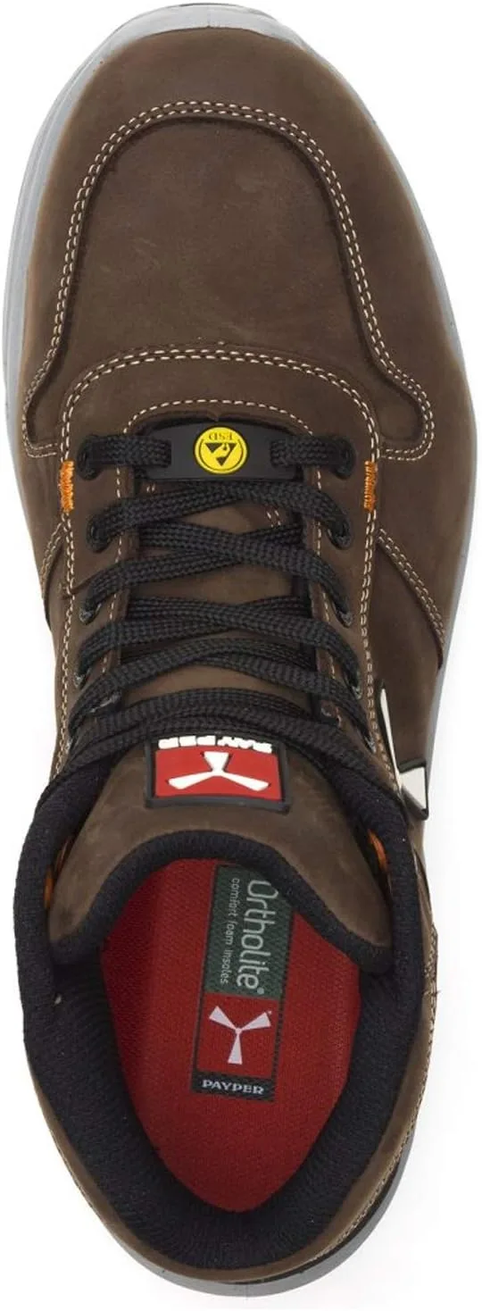 Мужские защитные ботинки PAYPER Get Force Mid Safety Shoes S3 Cow Flower, защитные, красочные, шоколадного цвета — фото 4
