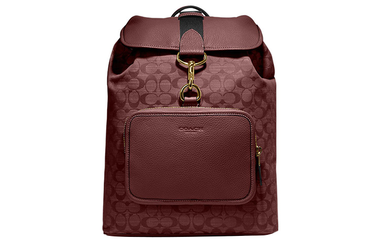 

COACH Сакливан ткань с кожаной спинкой большой женский рюкзак бордовый