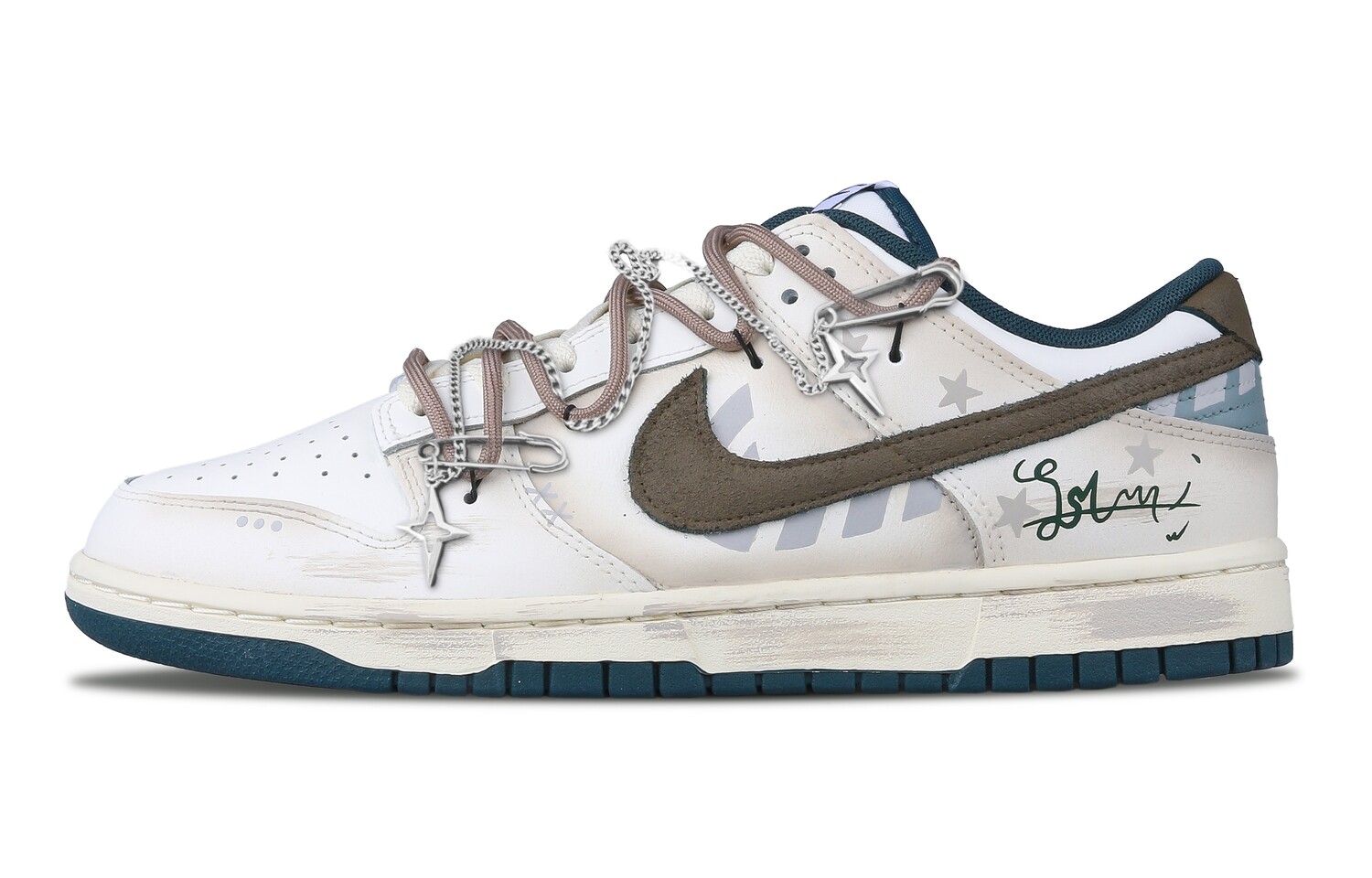 

Кроссовки Nike Dunk SB Skateboarding Shoes Unisex Low-top White/brown/silver, коричневый
