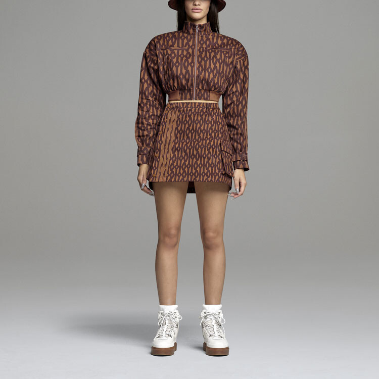 Юбка повседневная женская красно-коричневая Adidas Originals — фото 3