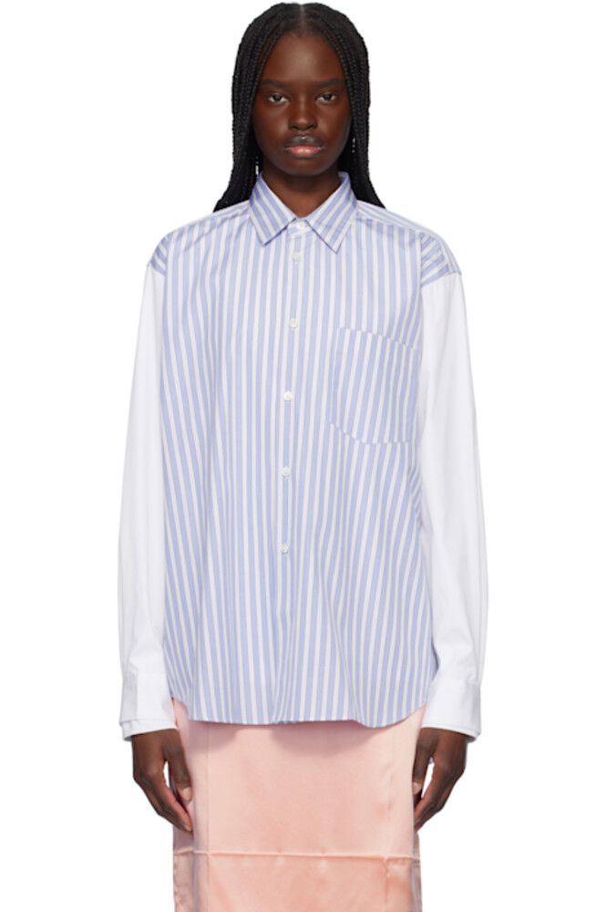 

Рубашка из хлопкового поплина в полоску и однотонная сине-белая Comme des Garçons Shirt