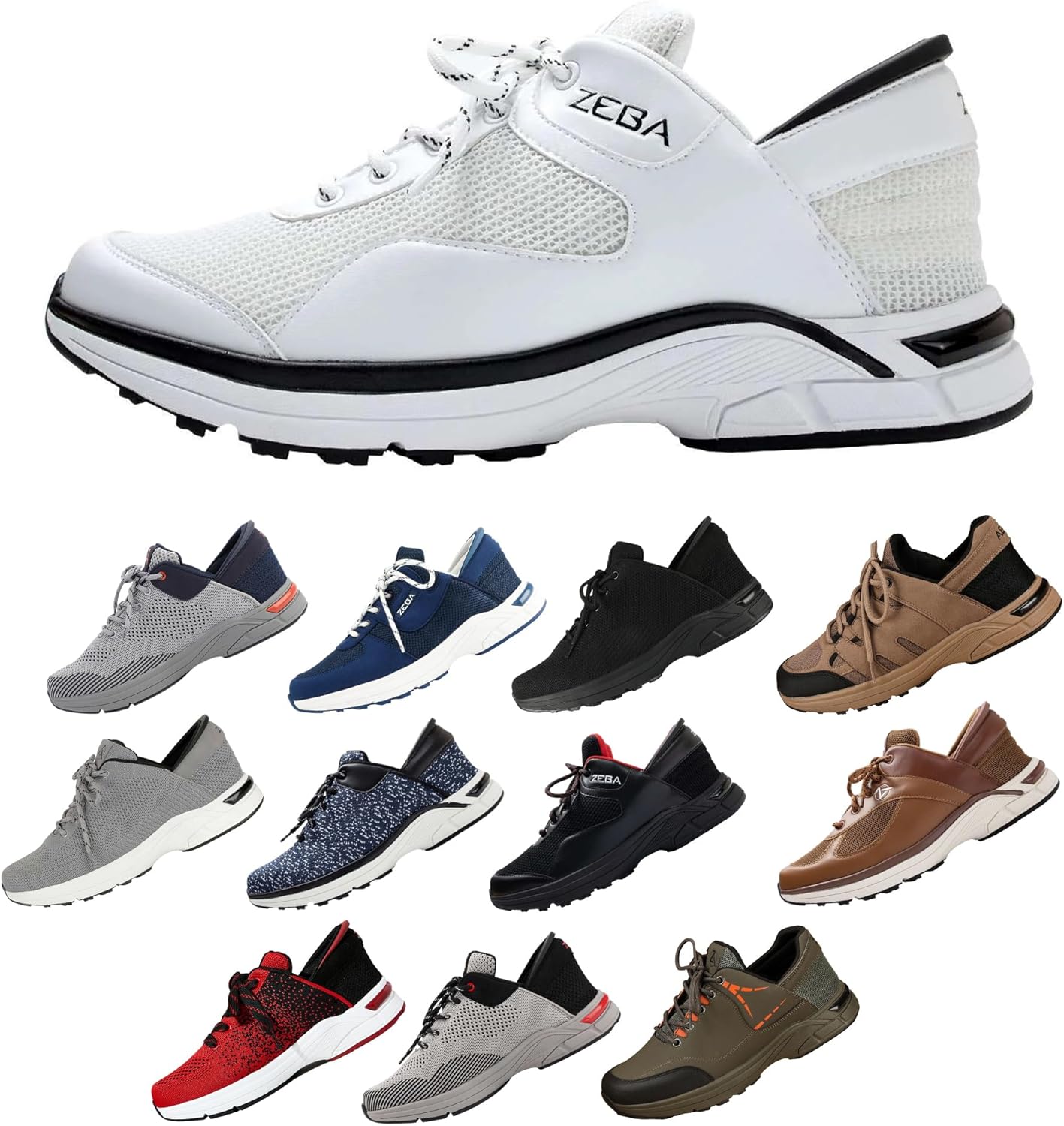 

Мужские кроссовки ZEBA без шнурков - Повышайте комфорт и стиль с идеальными прогулочными и модными кроссовками, белый