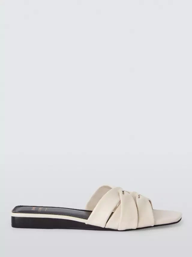 

Сандалии John Lewis Lopez Leather Ruched Interwoven Mule, цвет off/white