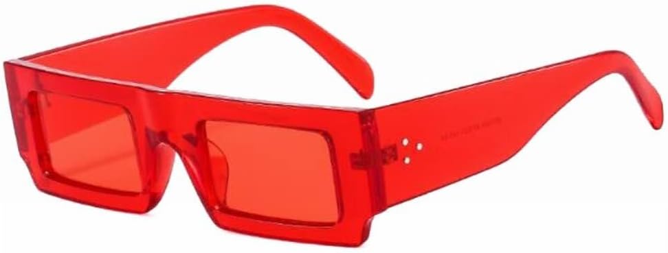 

Солнцезащитные очки в маленькой квадратной оправе, плоские прозрачные солнцезащитные очки, широкие дужки, очки с рисунком «рисовый коготь», персонализированные очки LXLHWN, Red