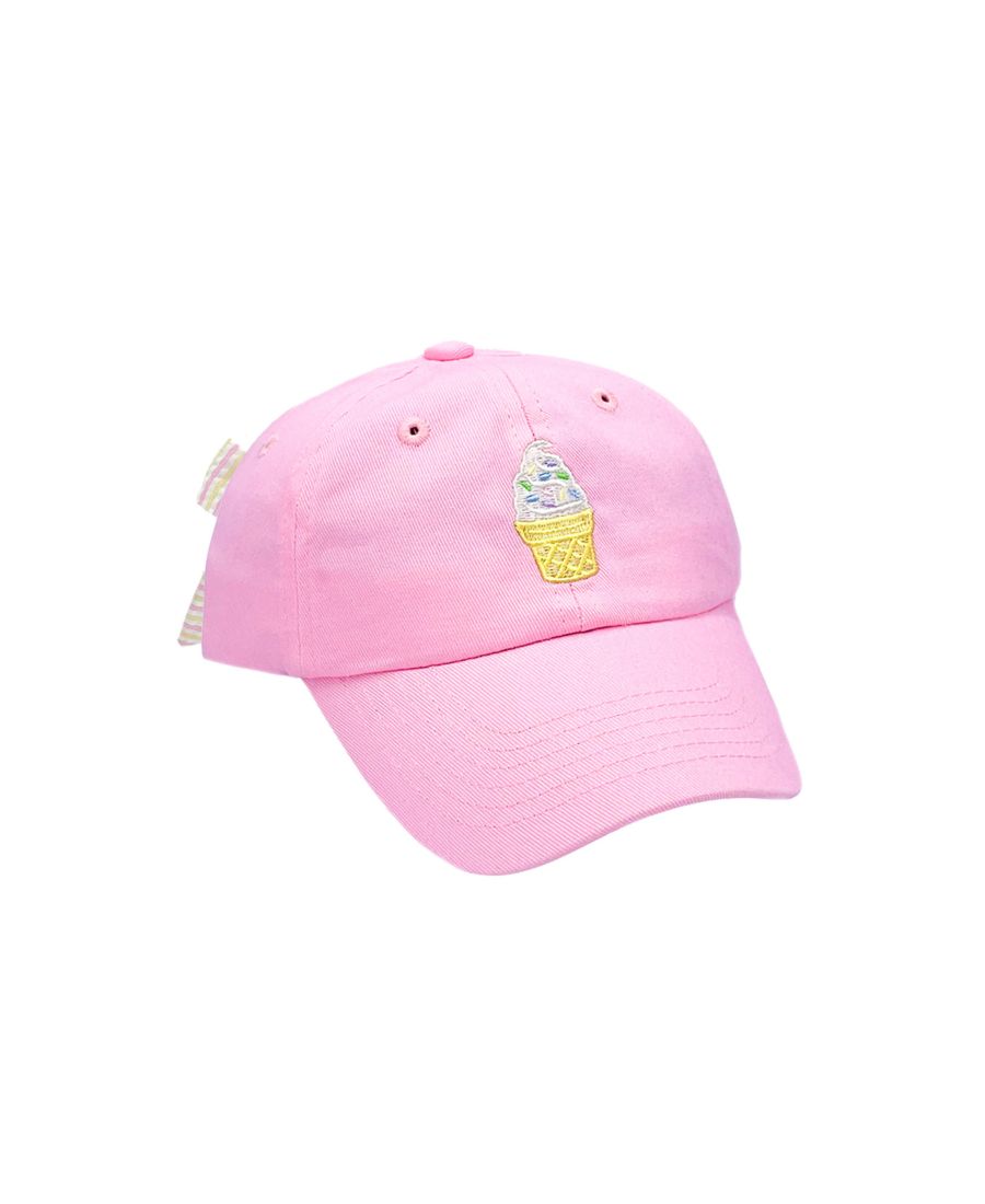 

Детская бейсболка с бантом из ткани "Мороженое" розового цвета Bits & Bows, Pink