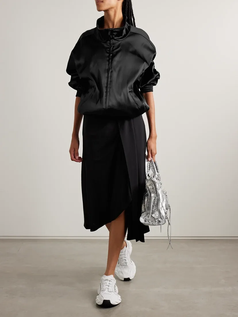 Атласная спортивная куртка BALENCIAGA, черный — фото 2