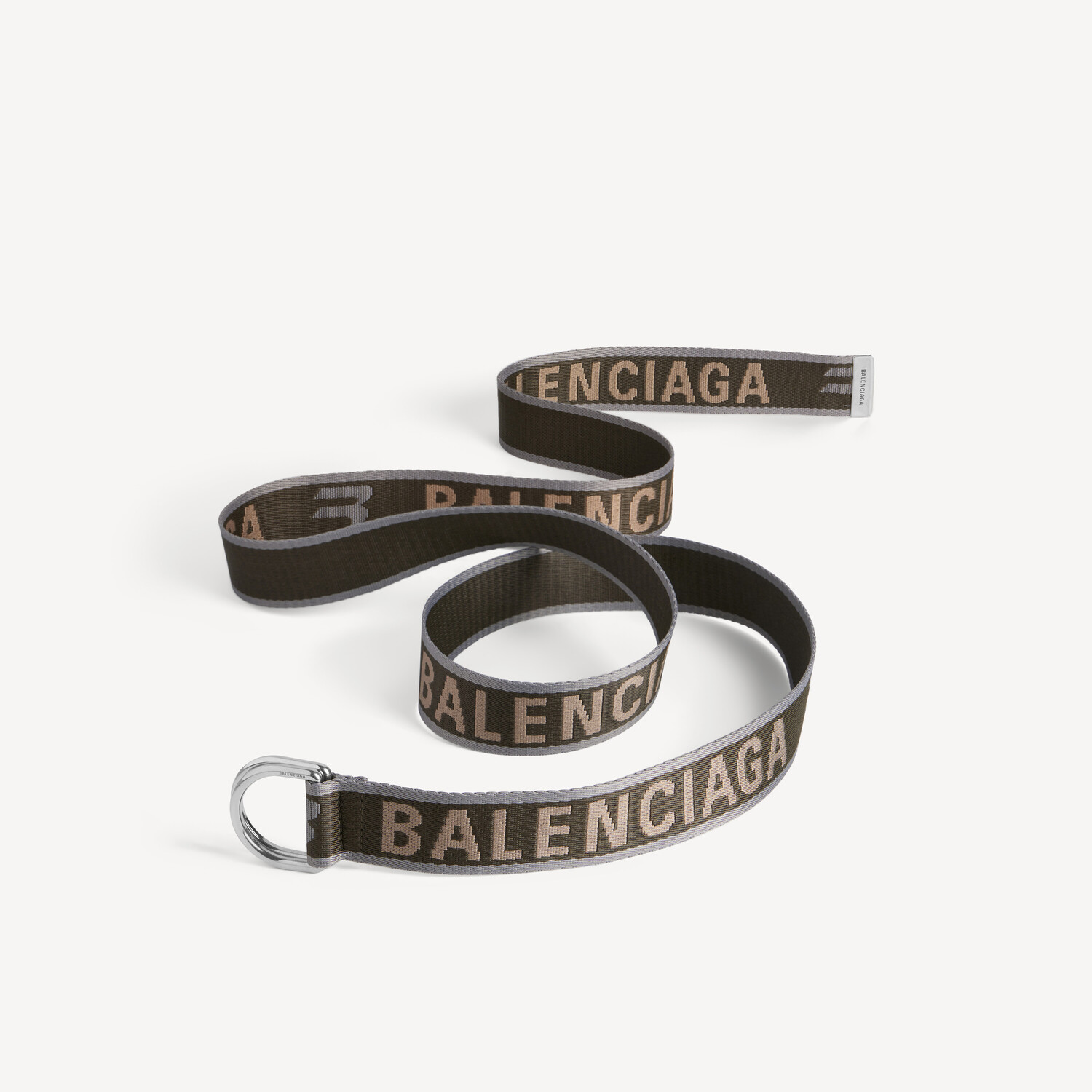 BALENCIAGA Мужской ремень с D-образной пряжкой в темно-зеленом цвете — фото 2