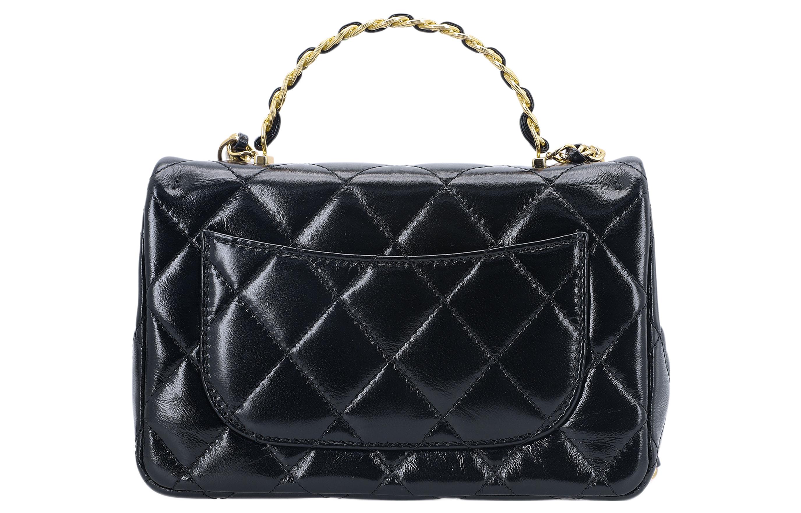 CHANEL Маленькая женская сумка из ягненка черная — фото 3