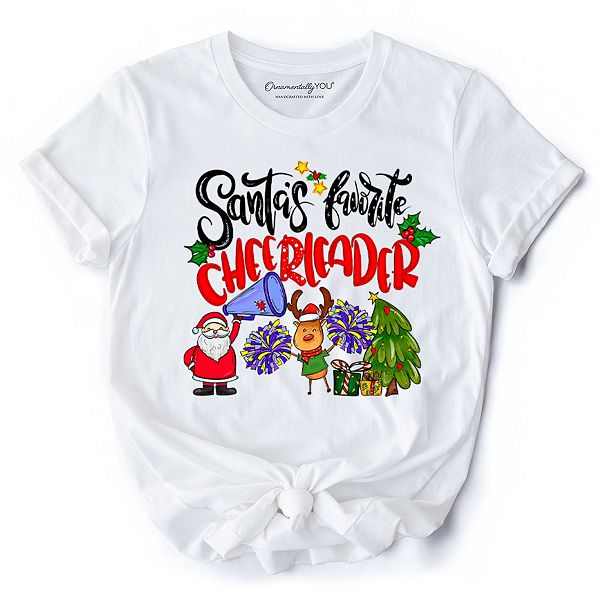 

Футболка Santa’s favorite cheerleader, праздничная sparkly christmas Ornamentallyyou