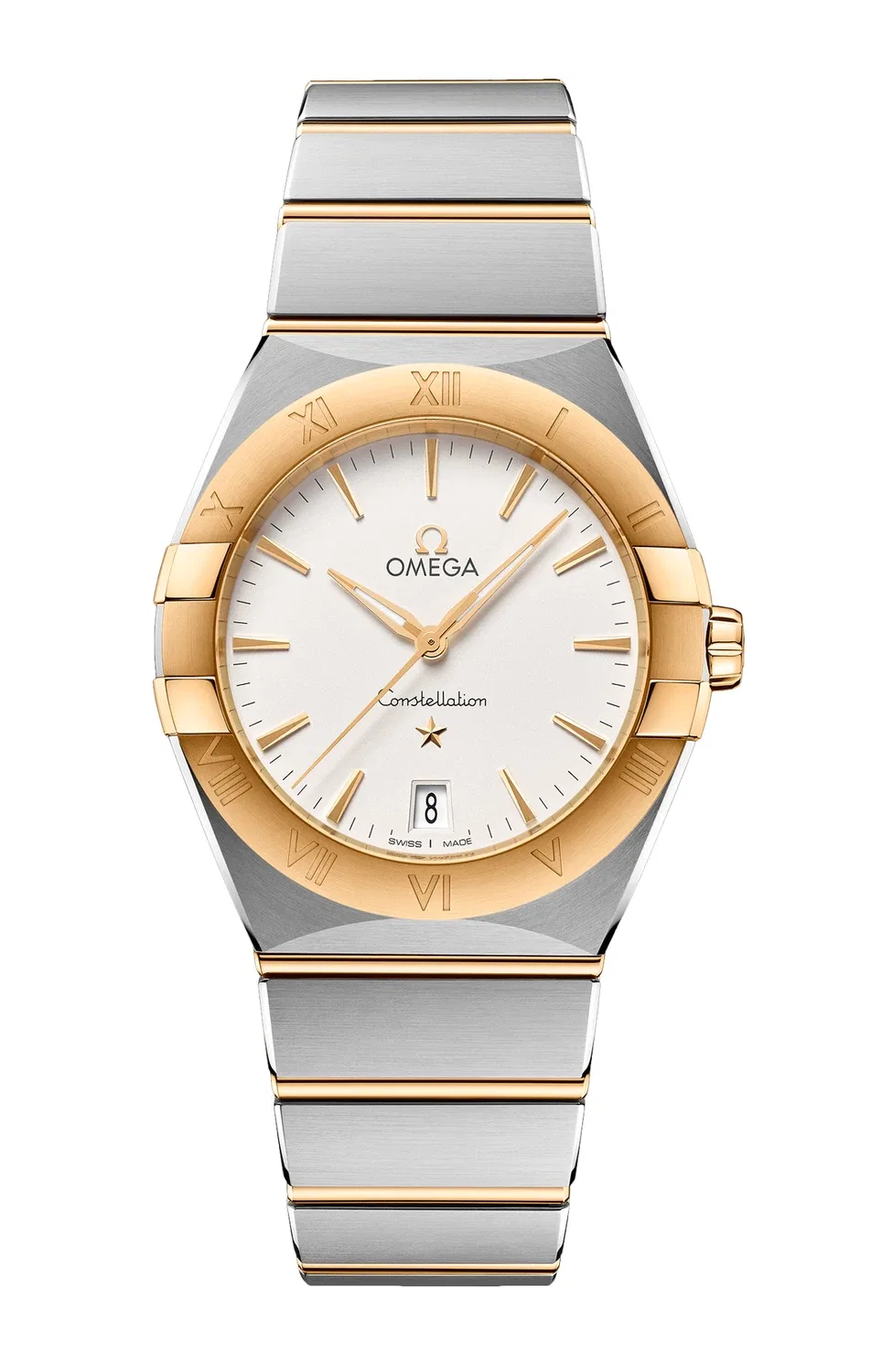 CONSTELLATION 36 ММ, СТАЛЬ-ЖЕЛТОЕ ЗОЛОТО НА СТАЛИ-ЖЕЛТОМ ЗОЛОТЕ - 131.20.36.60.02.002 OMEGA, золотой