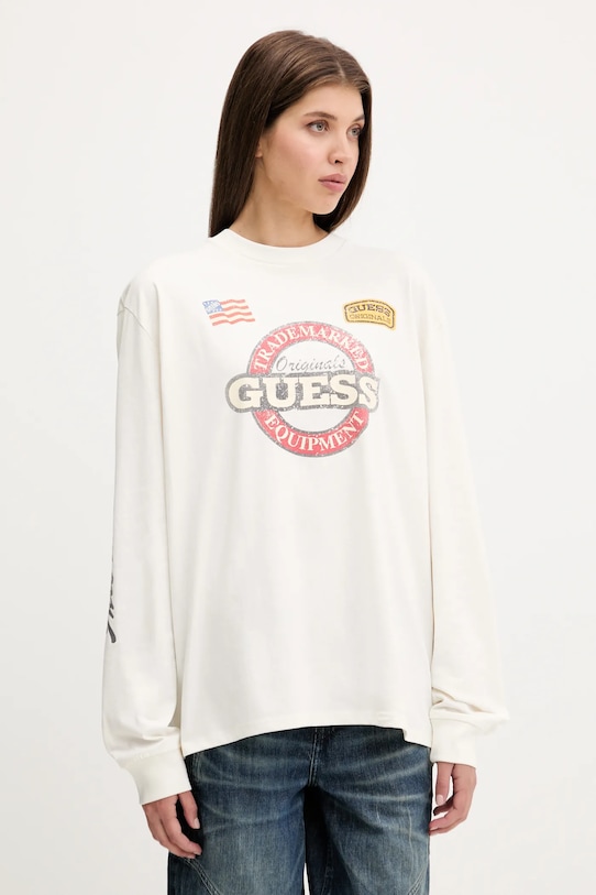 

Хлопковая водолазка Guess Originals, бежевый