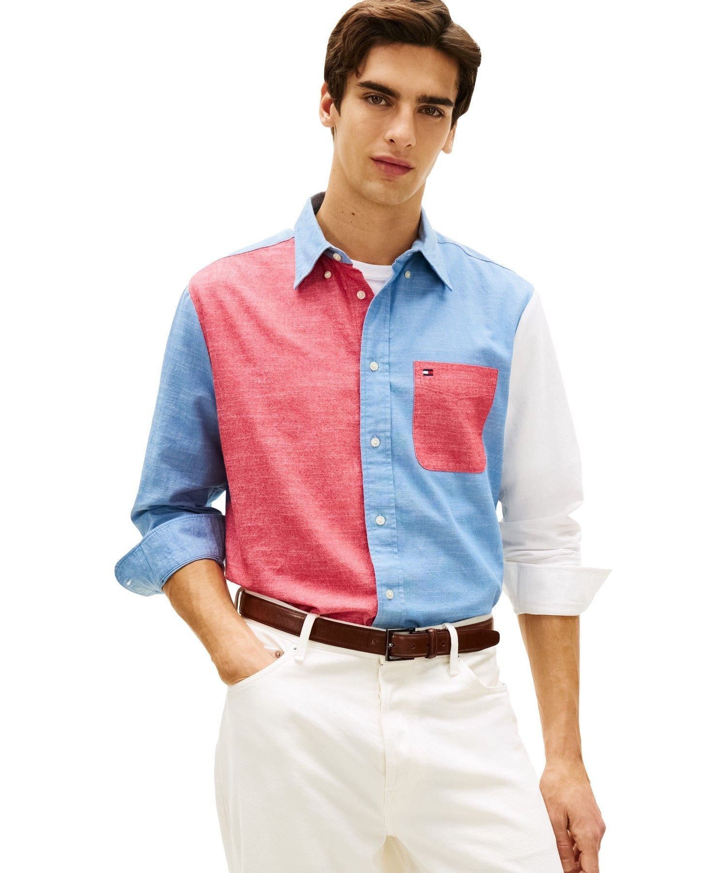 Рубашка классического кроя из шамбре с блокировкой, размер 26SS TOMMY HILFIGER, Multi 0KP