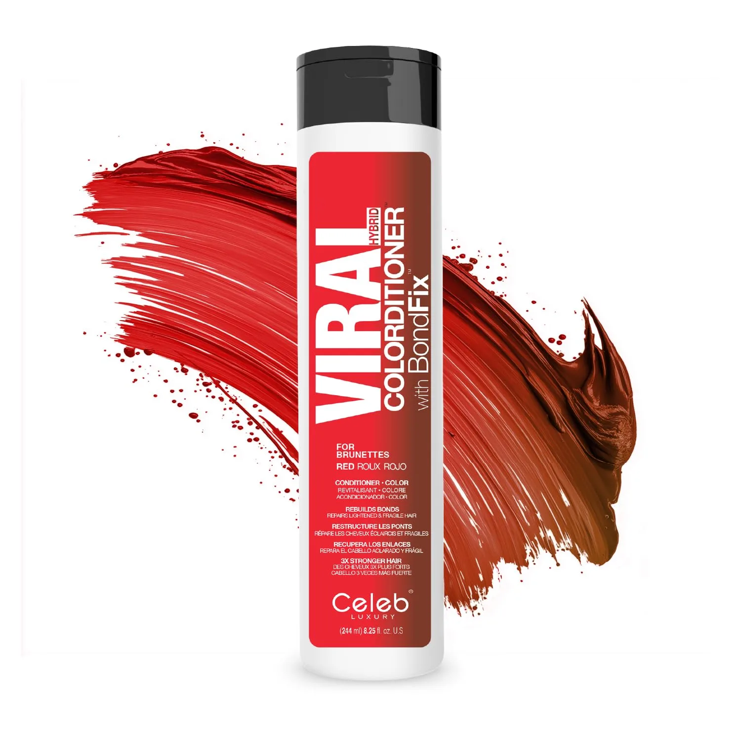 Кондиционер для волос Celeb Luxury Color Depositing Conditioner - средство для обновления цвета с компонентами Bondfix Bond Rebuilder, Viral и Gem Lites, подходит для использования с Colorwash., Red for Brunettes