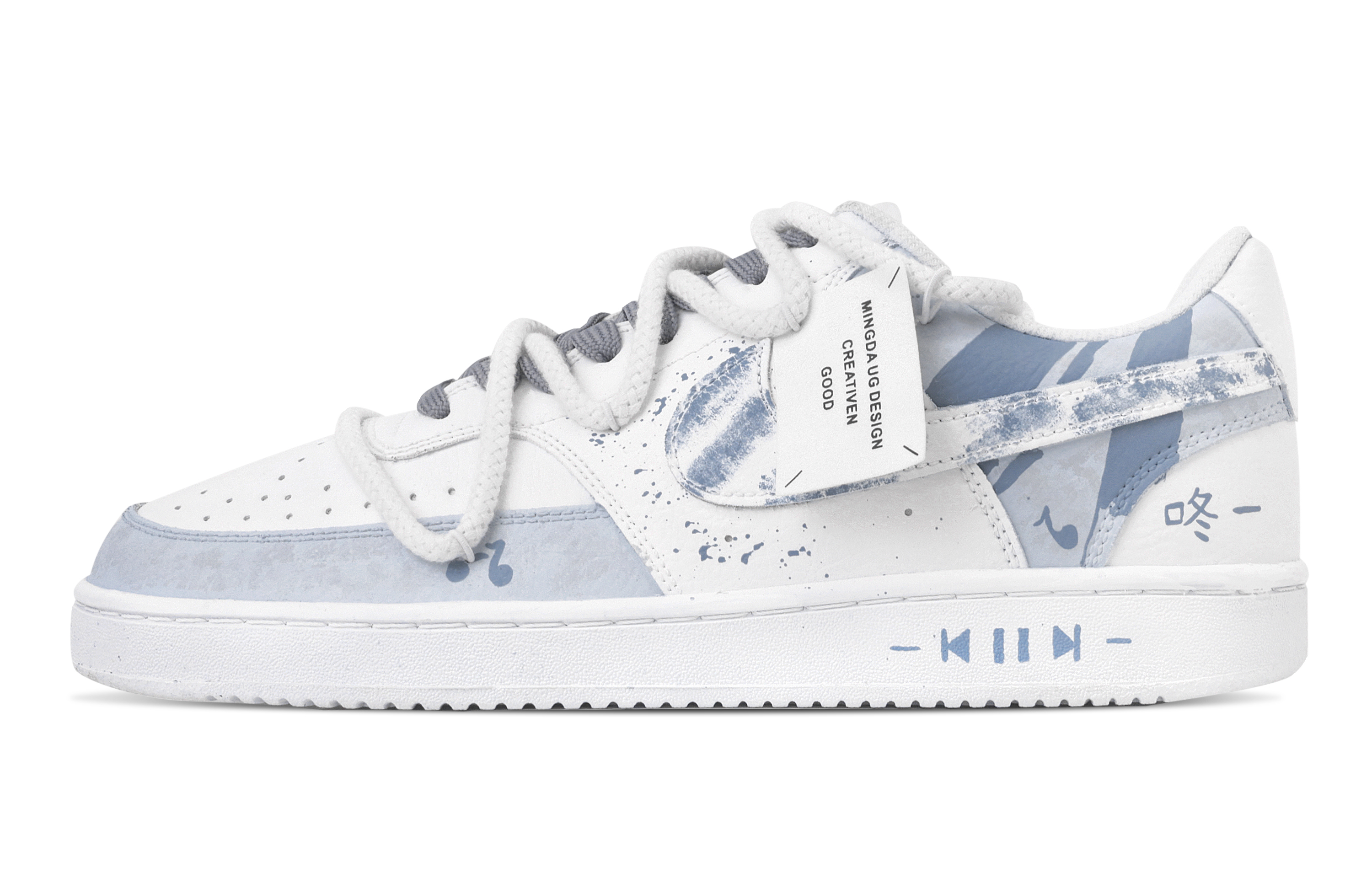 

Nike Кроссовки для скейтбординга Court Vision 1 Indigo Sea Mist, износостойкие, низкие, мужские, цвет белый, синий