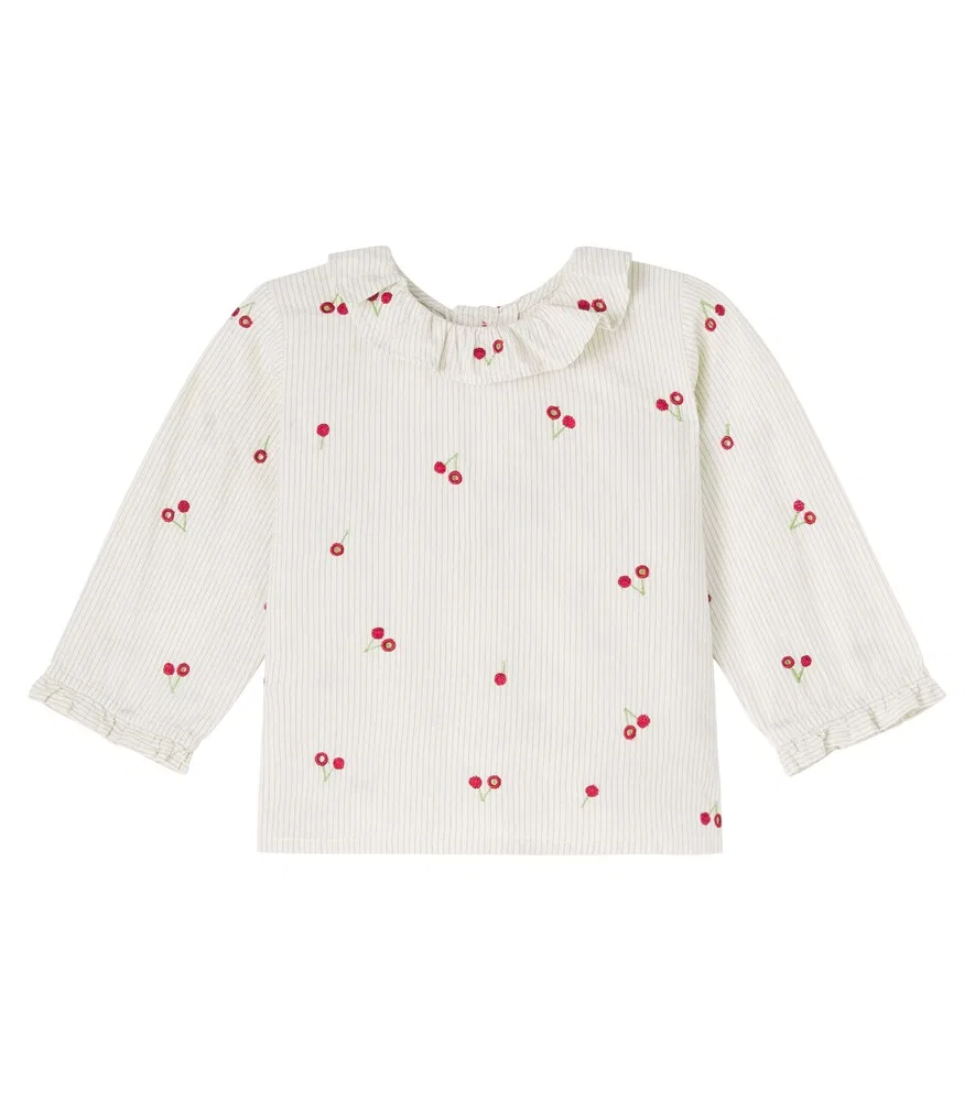 Хлопковая блузка Baby Ganiti с вышивкой Bonpoint, мультиколор