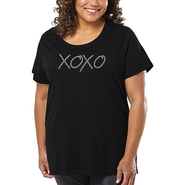 

Женская футболка plus size с принтом xoxo La Pop Art, Black, Черный, Женская футболка plus size с принтом xoxo La Pop Art, Black