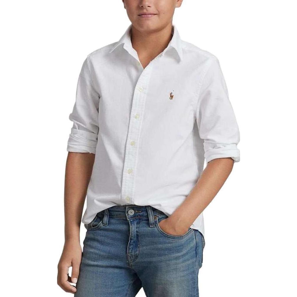 Однотонная футболка Весна Осень Детская Белая Polo Ralph Lauren — фото 4