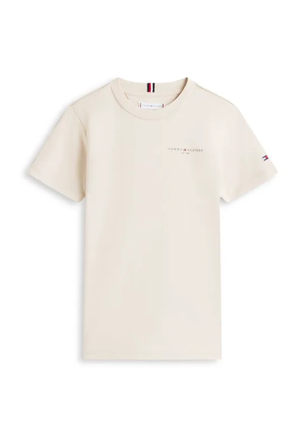 Футболка с логотипом, круглый вырез, базовая футболка Tommy Hilfiger, Classic Beige — фото 3