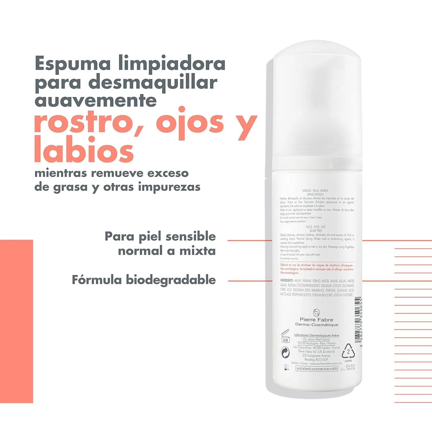 Гель для умывания Avene — Матирующая очищающая пенка «Schiuma Detergente Opacizzante» от Avène, 150 мл — фото 2