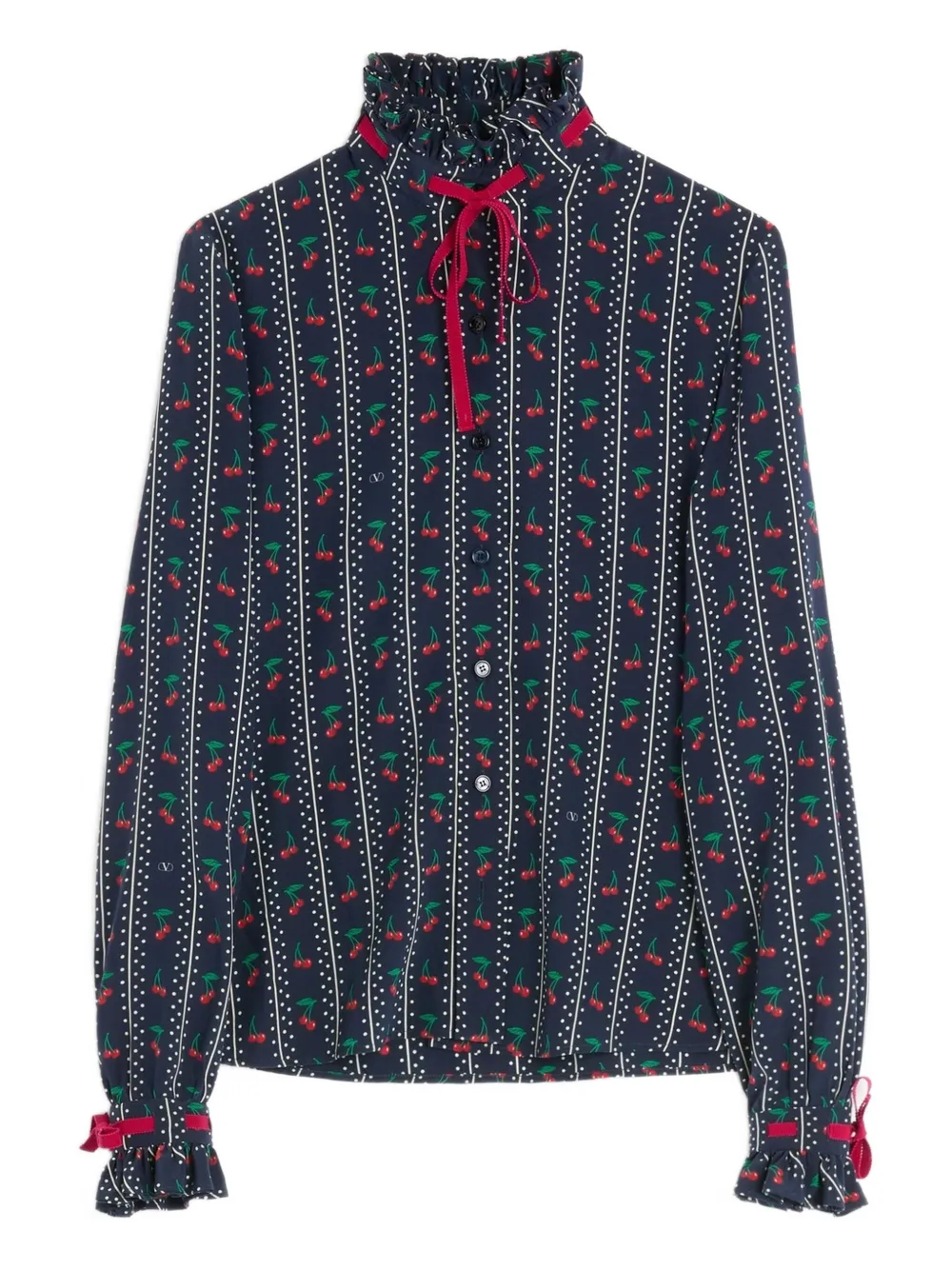 

Шелковая рубашка с принтом Cherrific Valentino Garavani, синий