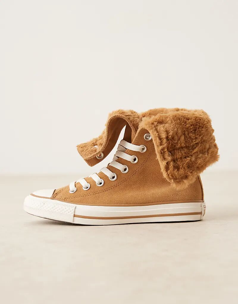 Кроссовки Converse Chuck Taylor All Star с застежкой-молнией и искусственным мехом, коричневые