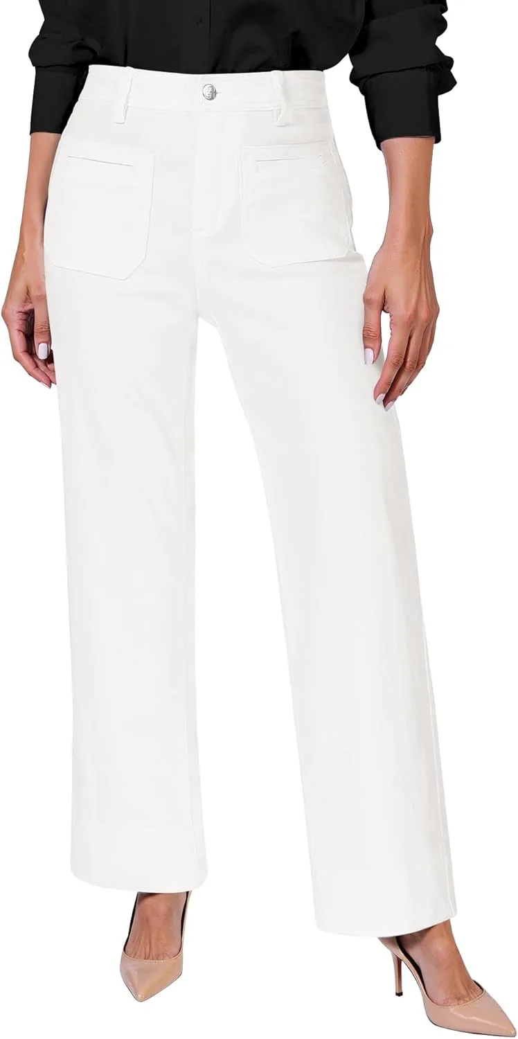 

GRAPENT широкие джинсы женские с высокой посадкой и накладными карманами