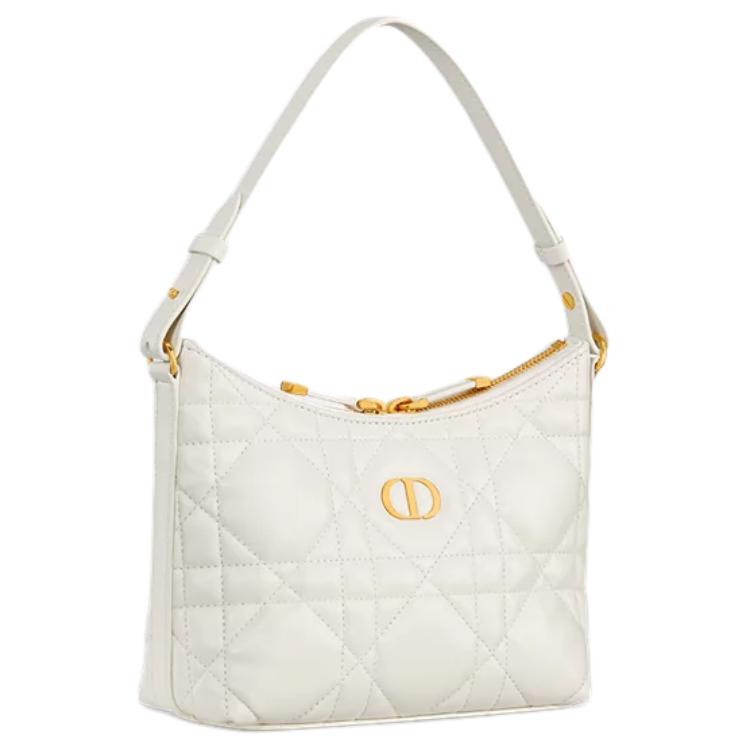 DIOR Мини-сумка на одно плечо из овчины молочно-белая — фото 3