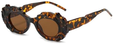 

Винтажные овальные солнцезащитные очки для женщин, стильные, конфетного цвета, в форме облака, модные панк-очки с защитой от УФ-излучения UV400, спортивные очки MTZJH, Leopard