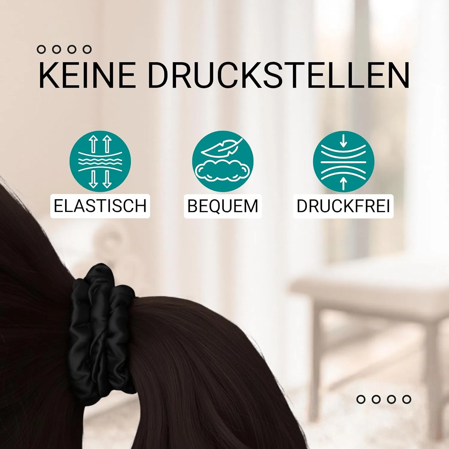 Набор из 4 тонких шелковых резинок для волос HAARallerliebst Haarallerliebst, Black Thin — фото 4