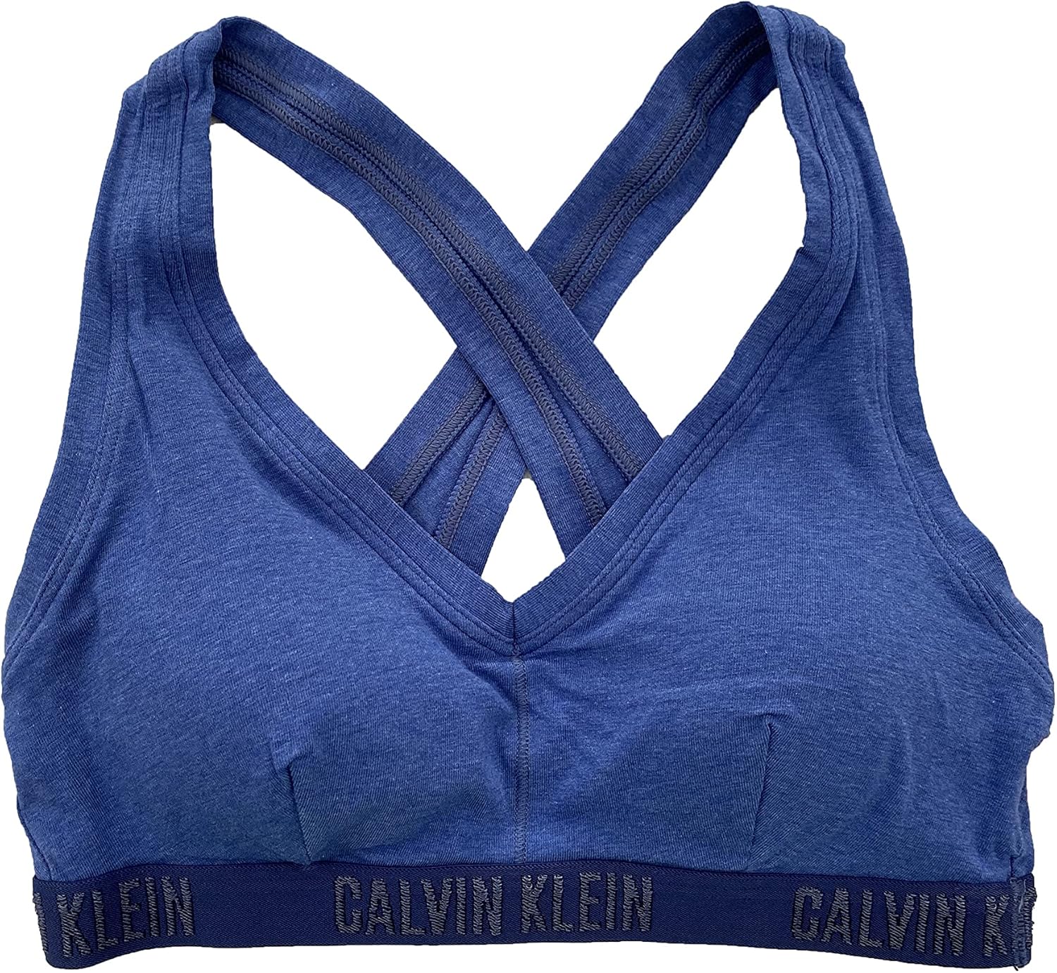 

Женский бюстгальтер-бралетт Calvin Klein с легкой подкладкой и монохромным логотипом с треугольными чашечками, Heather_Blue(Qp2242-400)/Blue