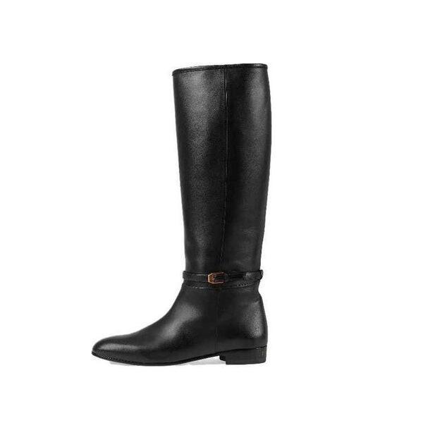Кроссовки knee high leather boots 'black' Gucci, черный