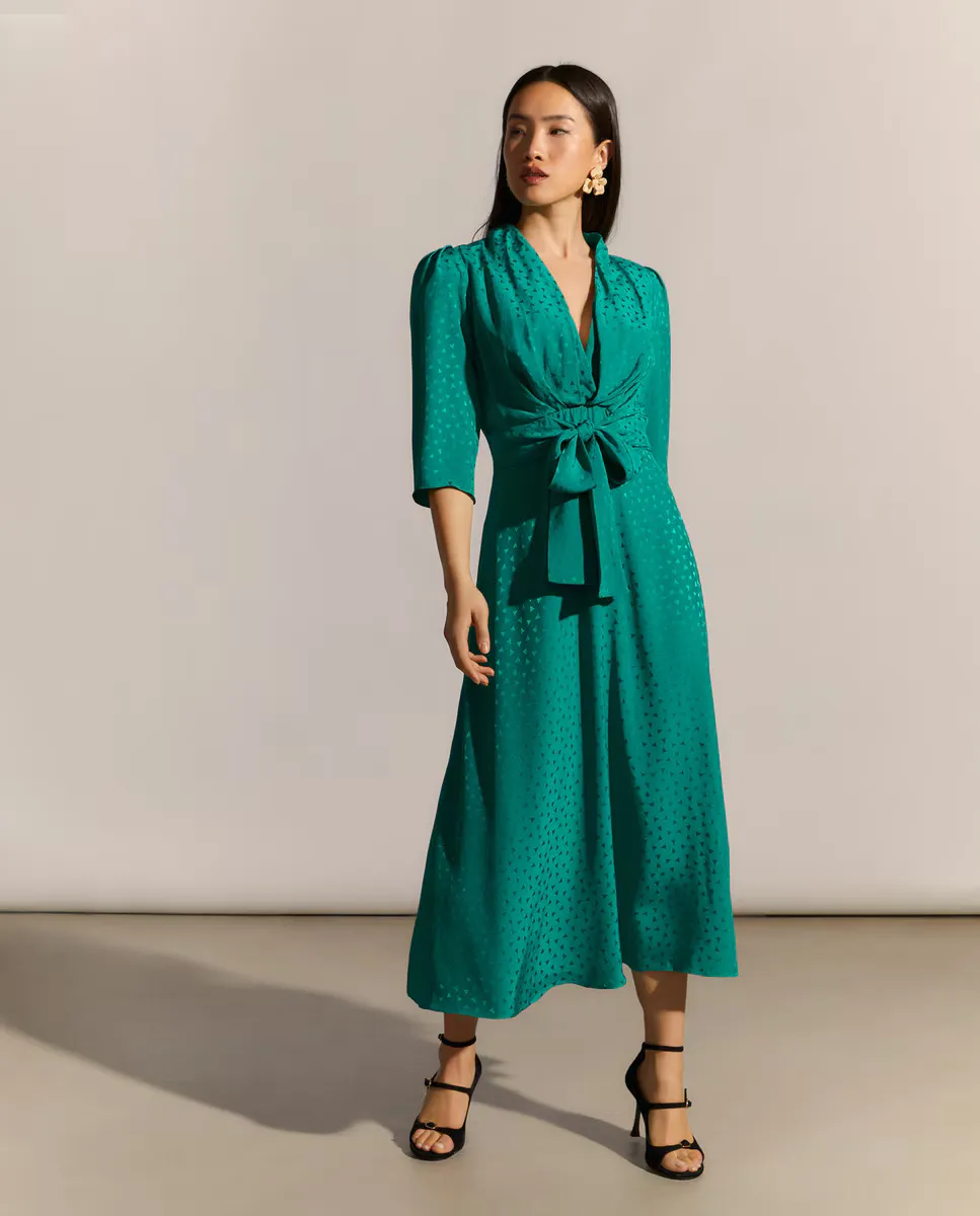 

Струящееся короткое платье Woman Fiesta El Corte Inglés, зеленый