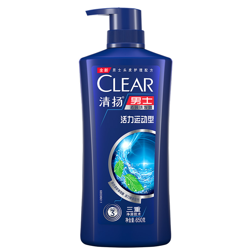 

CLEAR Активный спортивный мятный шампунь для мужчин по уходу за кожей головы глубокое очищение лечение перхоти 500г/650г/750мл*2/205г
