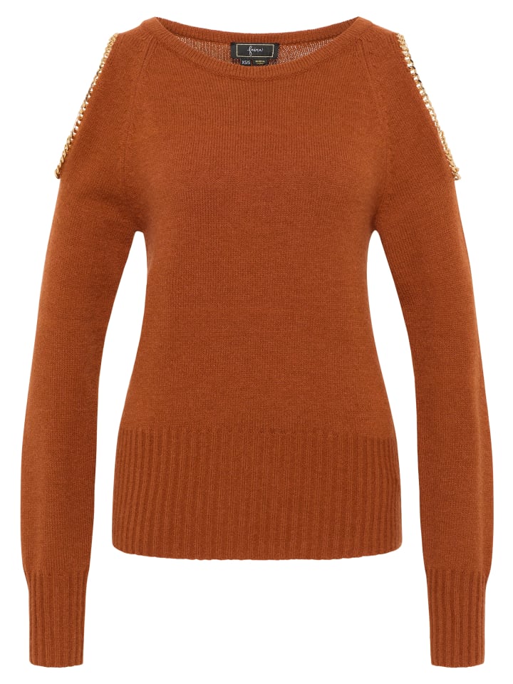 

Женский вязаный свитер темно-верблюжьего цвета faina