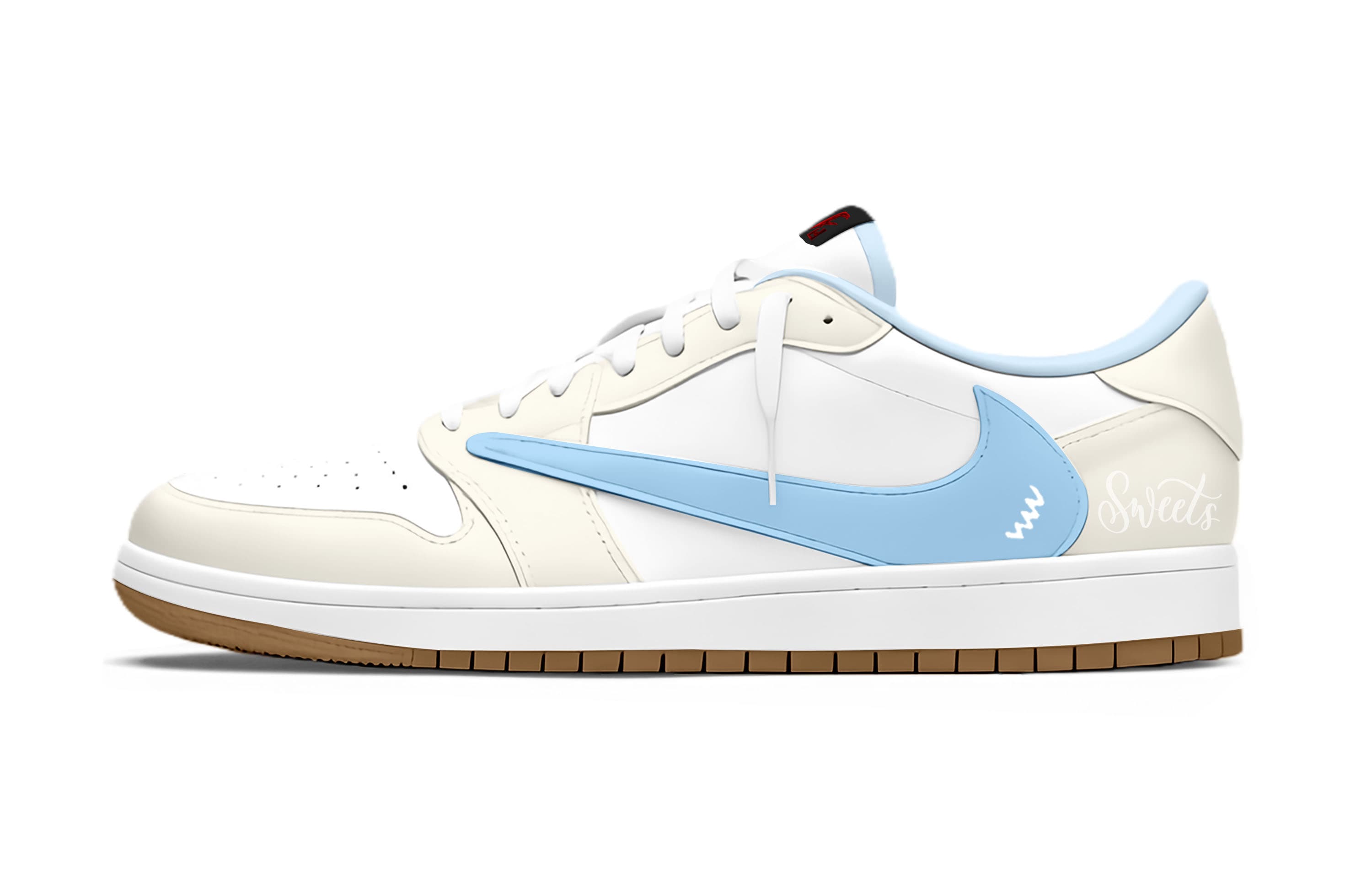 

Трэвис Скотт X Air 1 винтажные баскетбольные кроссовки унисекс лоу-топ Jordan, бежевый белый синий