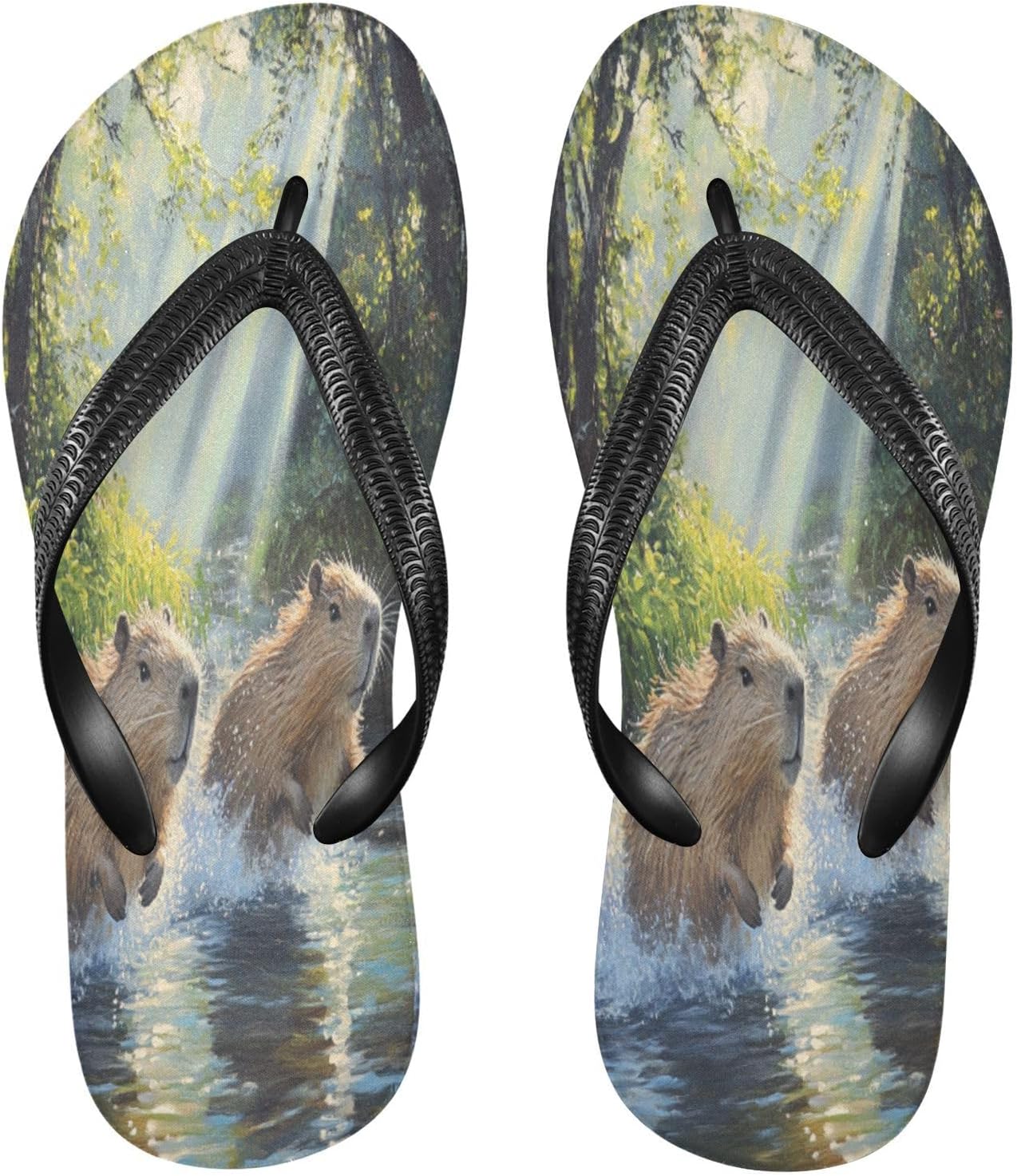 

Вьетнамки River Capybara коричневые пляжные сандалии-сланцы для душа резиновые противоскользящие летние шлепанцы для прогулок для мужчин и женщин Sinestour