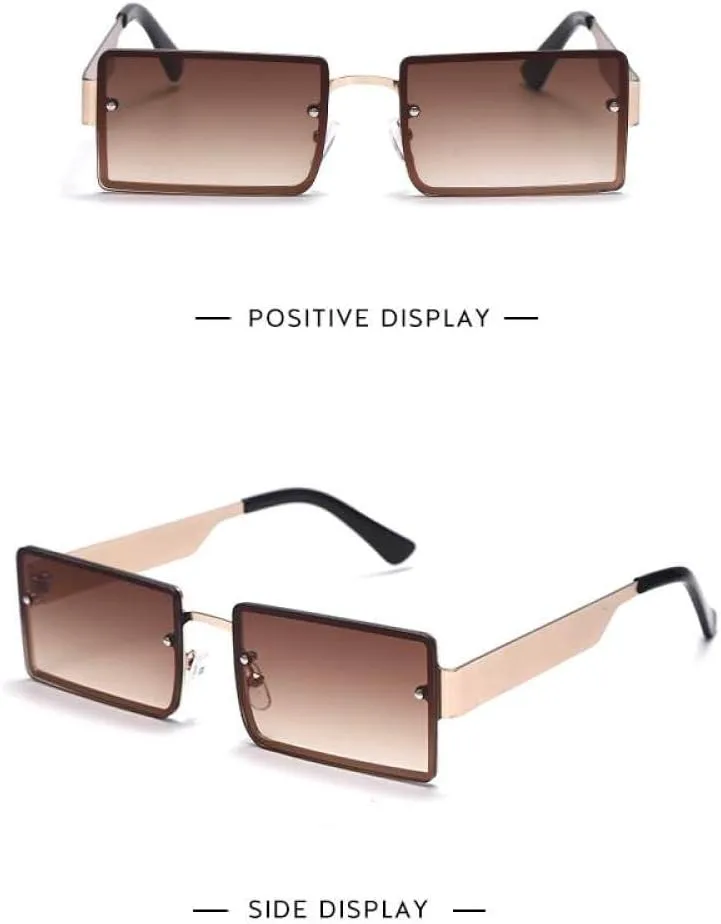 

Модные прямоугольные солнцезащитные очки без оправы для женщин и мужчин, градиентные солнцезащитные очки, женские очки с защитой от УФ-излучения UV400 MTZJH, 4