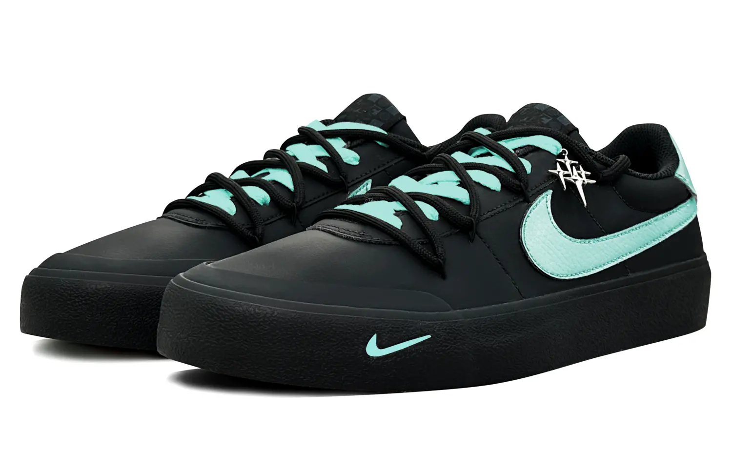 Nike Кроссовки Court Shot Azo Blue, Shimmery Cat Low top Skateboard Shoes для мужчин, синий черный — фото 4