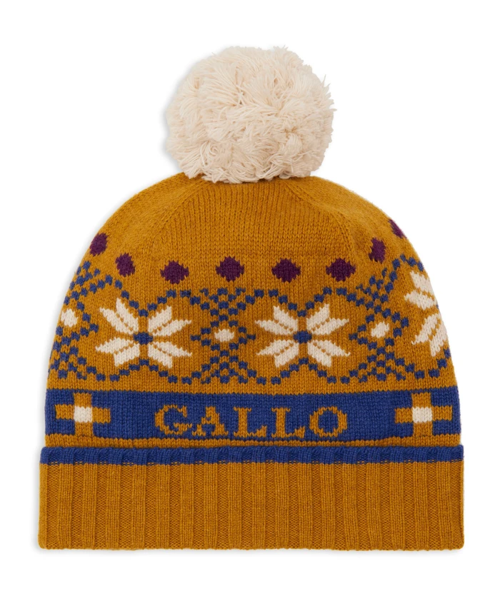 

Рождественская шерстяная кашемировая шапка-бини с застежкой-конвертом. Gallo, мультиколор