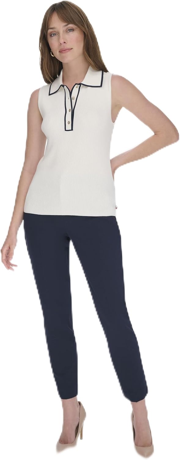 

Женский свитер-поло без рукавов Tommy Hilfiger, Ivory/Midnight