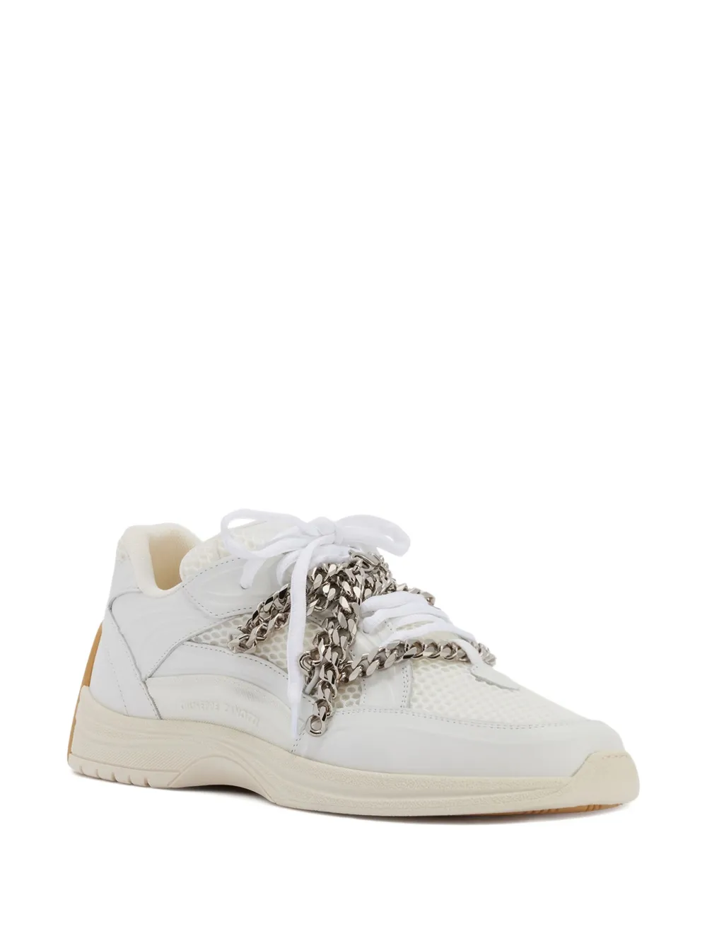 Кожаные кроссовки с кружевной цепочкой Giuseppe Zanotti, белый — фото 2